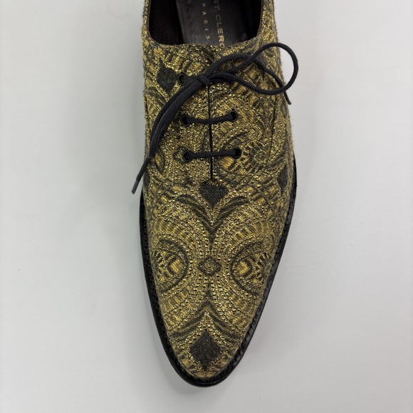 Robert Clergerie Paris Luxury Shoes Leather Gold Metallic Oxford Lace Up Pump - Picture 4 of 13